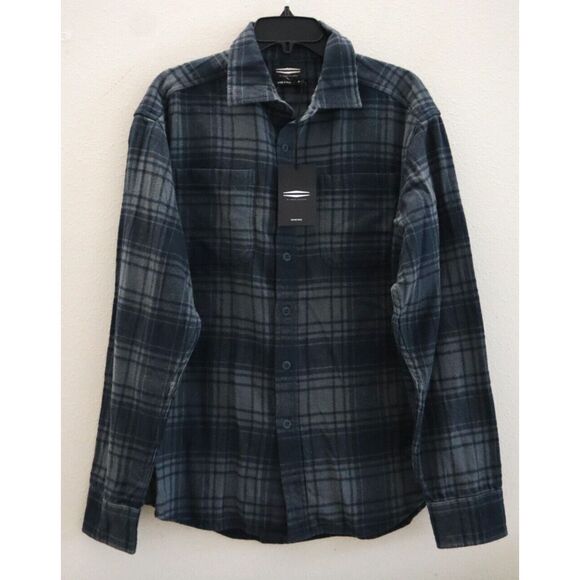 Bar & Shield x Harley-Davidson Men Sz L Tint Tattoo Blue Plaid Flannel L/S Shirt - Picture 1 of 10
